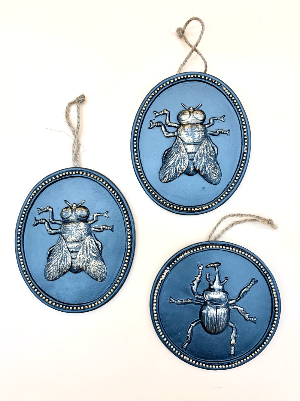 Insect Wall Decor Fly Beetle Plaques Black Gold Gothic Dark Academia Halloween